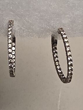 Sterling Silver 925 And CZ inside Out Hoop Earrings - Sparkling Hoops
